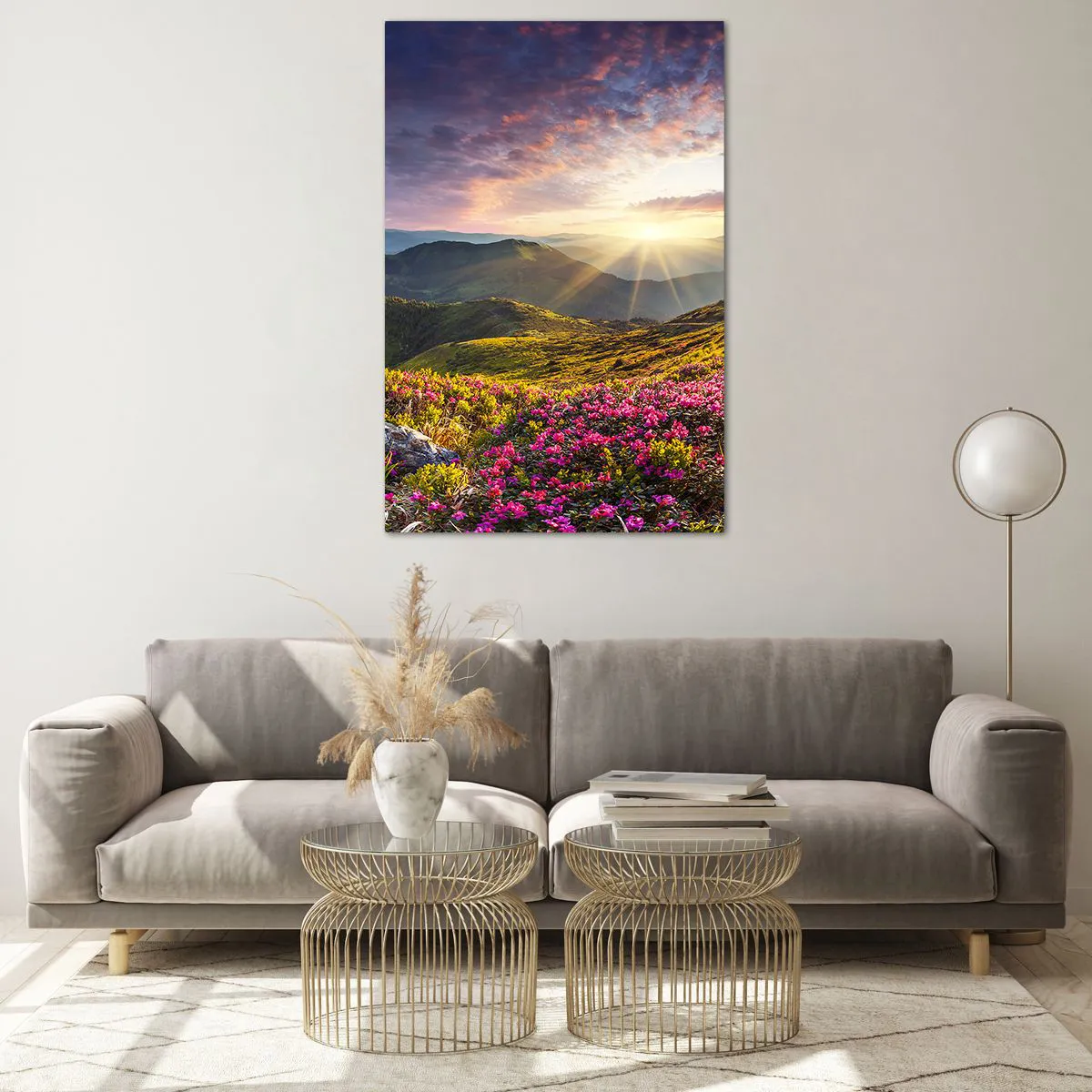 Tablou pe sticlă - Prospețimea unei dimineți de munte - 80x120 cm