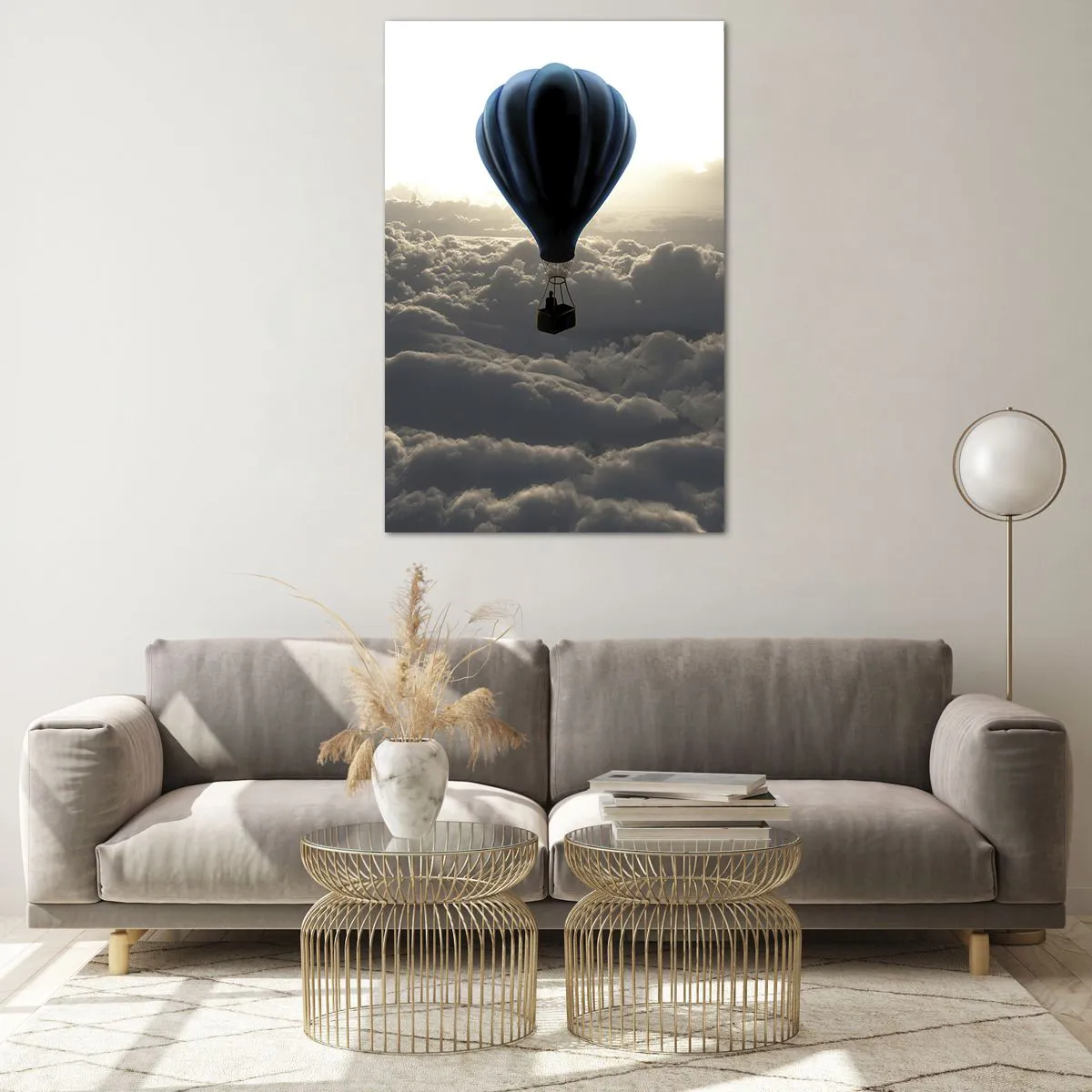 Glastavla - Bild på glas - Vandrare över molnen - 80x120 cm