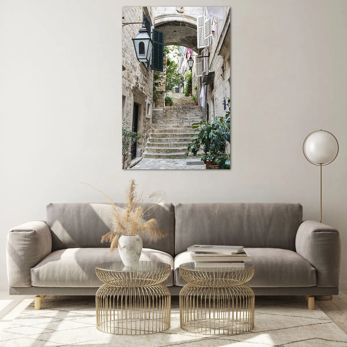 Cuadro sobre vidrio - Impresiones sobre Vidrio - Una encantadora callejuela - 80x120 cm