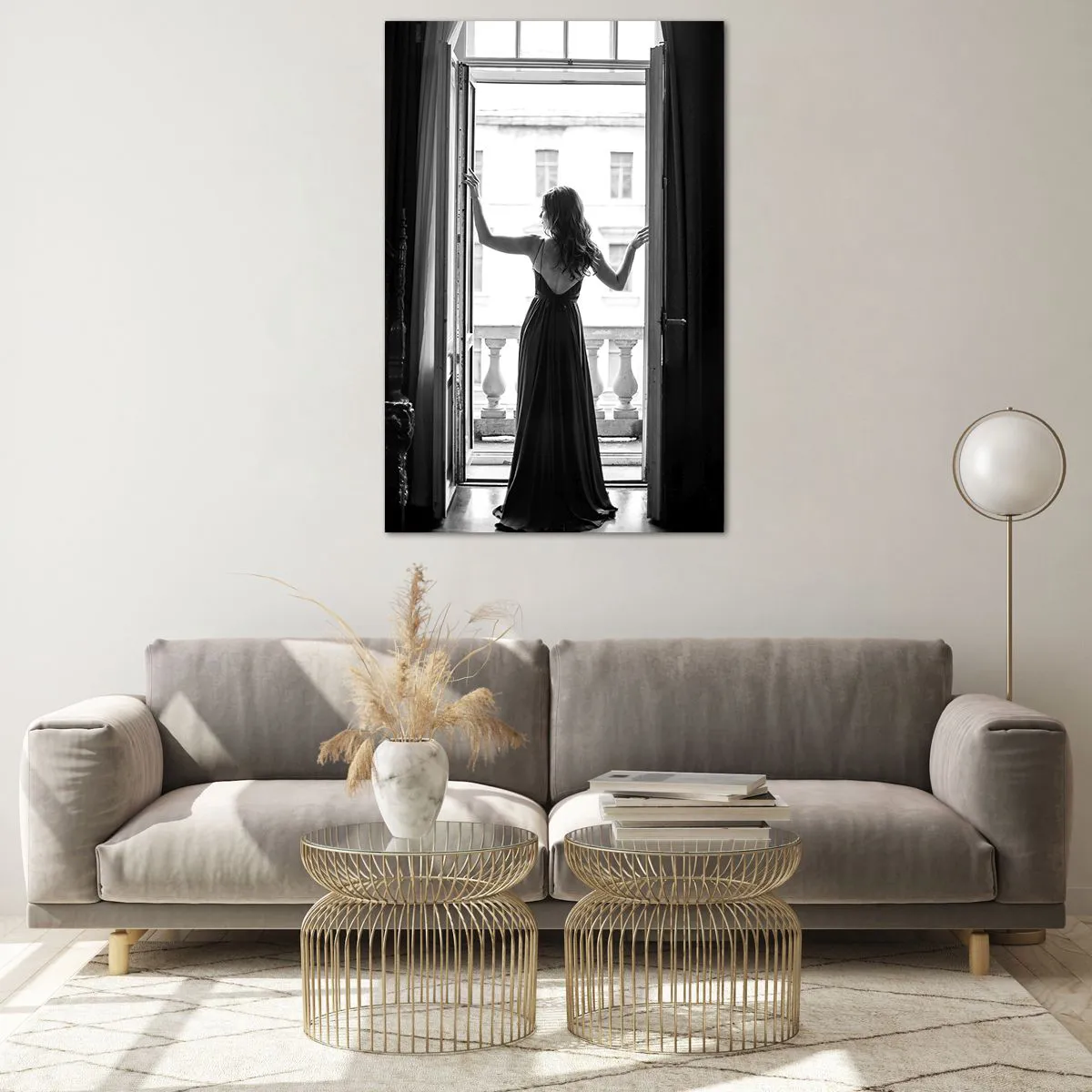 Tablou pe sticlă - Splendoare alb-negru - 80x120 cm