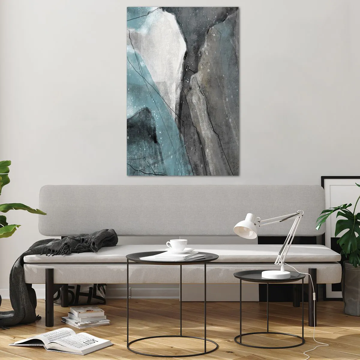 Glass picture - Abstract: Rocks and Ice - 80x120 cm