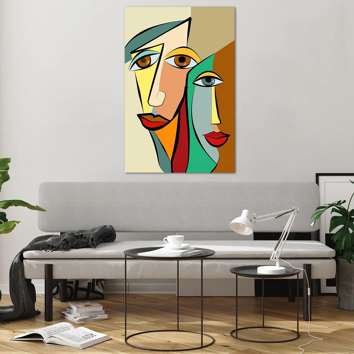Quadro su vetro - Coppia cubista - 80x120 cm