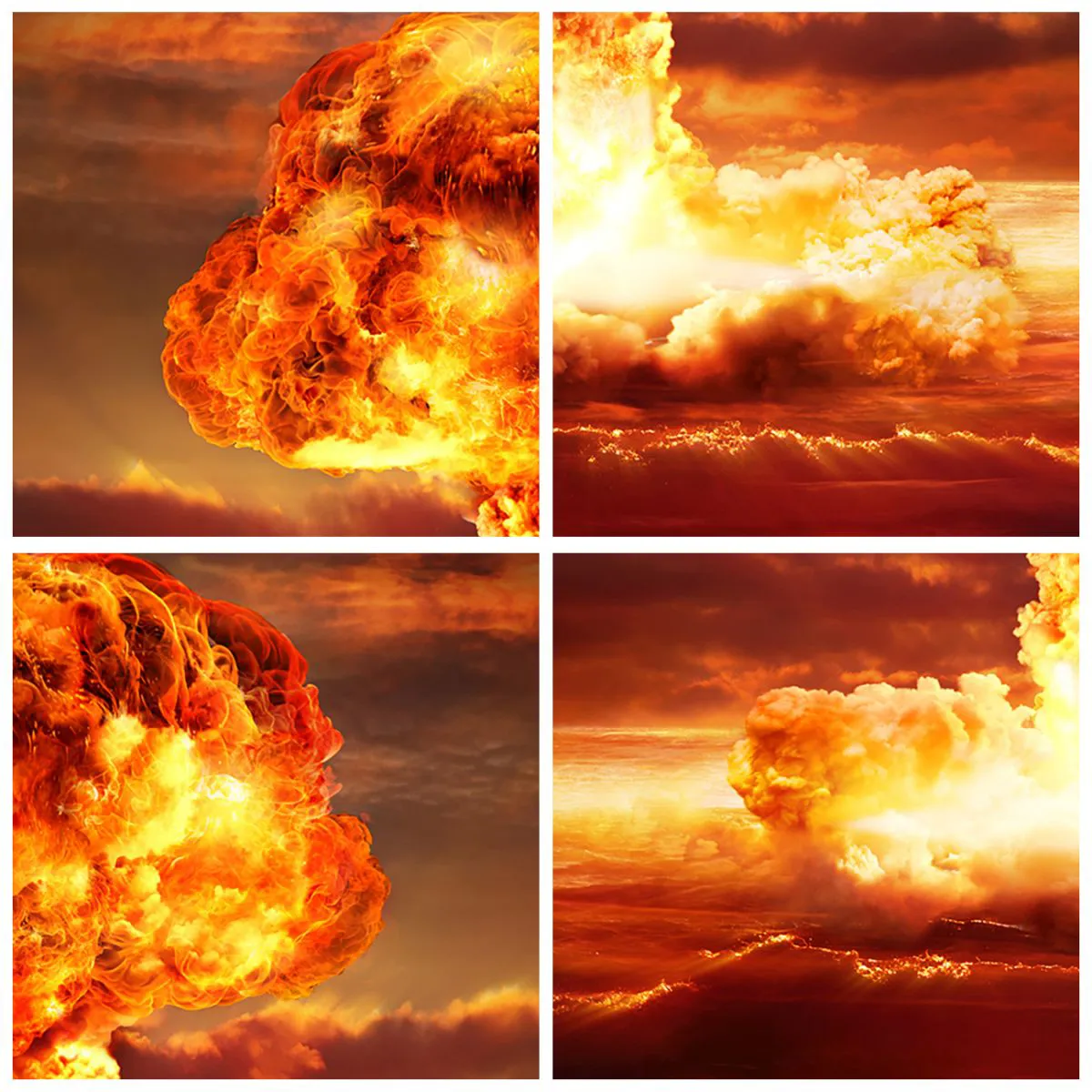 Glastavla - Bild på glas - En svampmolnsexplosion i solnedgångens intensiva färger - 70x50cm - Och så blir det slut - Modern väggdekoration för vardagsrum och sovrum ARTTOR