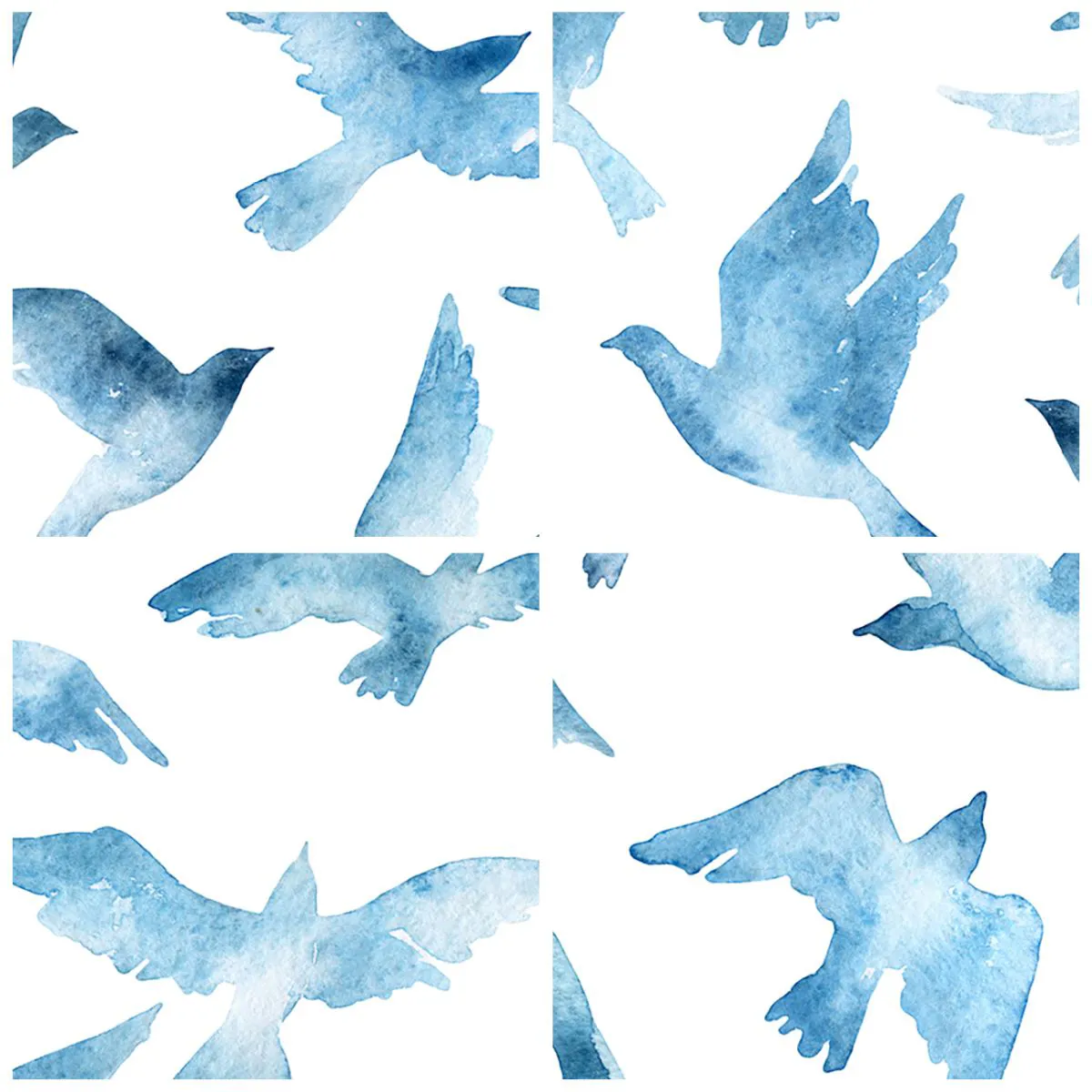 Tablou pe sticlă - Păsări albastre - 50x70 cm