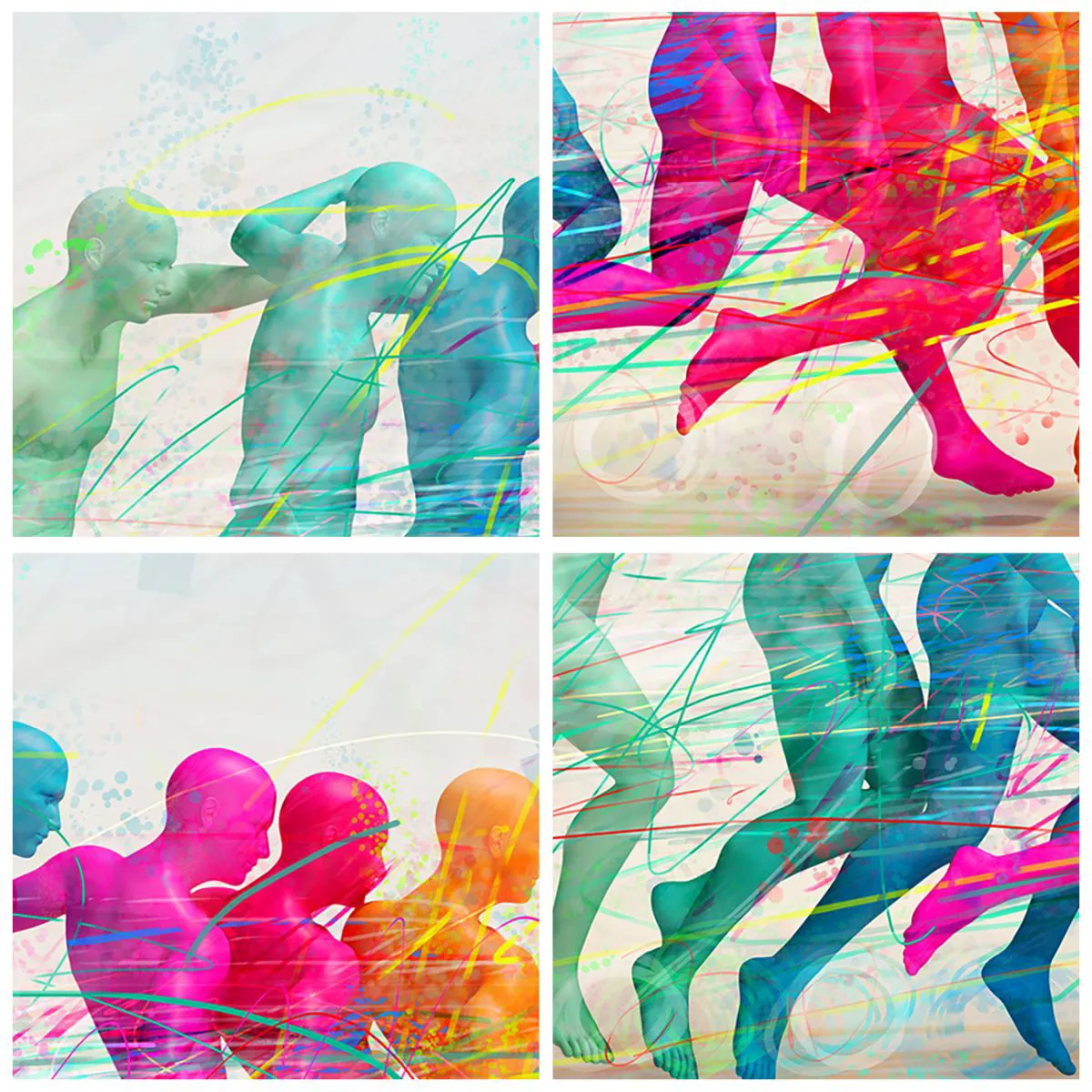 Tablou pe sticlă - Un abstract colorat care înfățișează mișcarea unei figuri care aleargă - 70x50cm - Armonie de mișcare - Decorațiune modernă pentru perete pentru living și dormitor ARTTOR