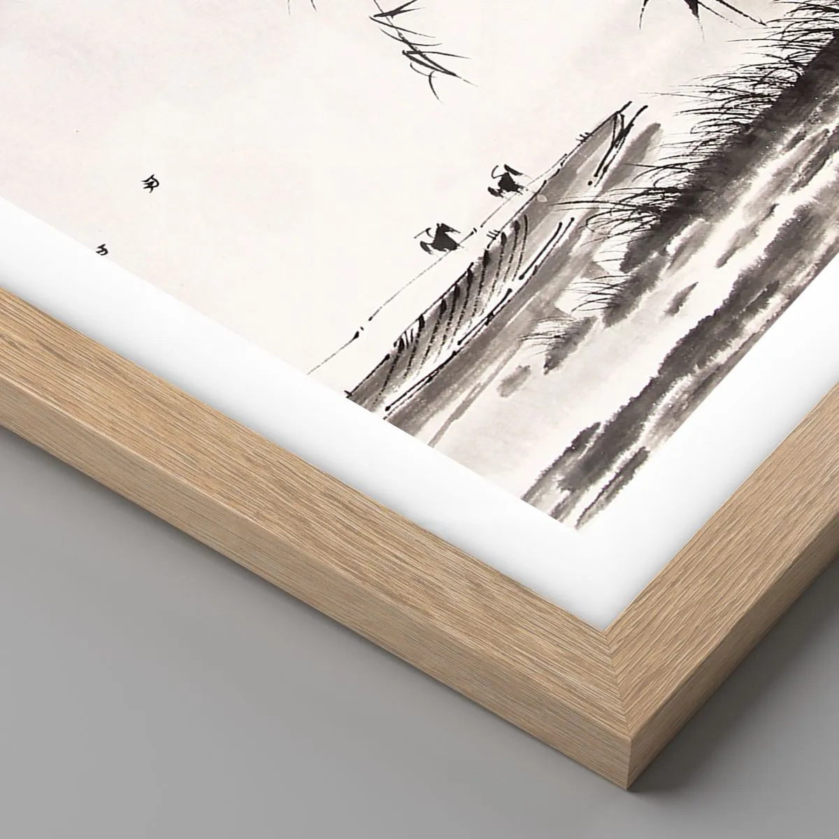 Plakat i ramme af lyst egetræ - Stilhed i rismarkerne - 50x70 cm