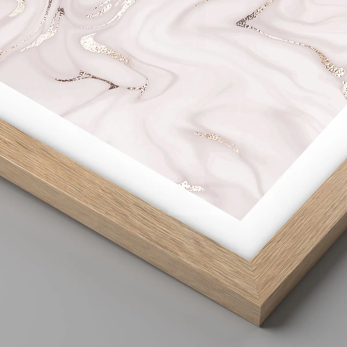 Plakat i ramme af lyst egetræ - I et lyserødt tørklæde - 40x40 cm