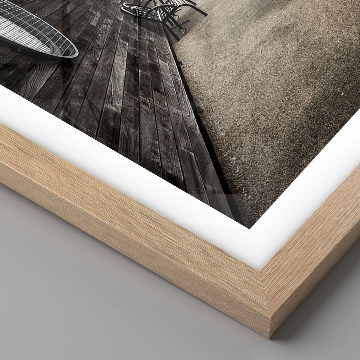 Plakat i ramme af lyst egetræ - Tiden er gået i stå - 50x70 cm