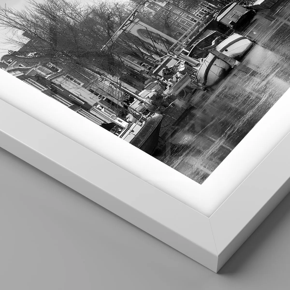 Póster en marco blanco - Ambiente de Ámsterdam - 30x30 cm