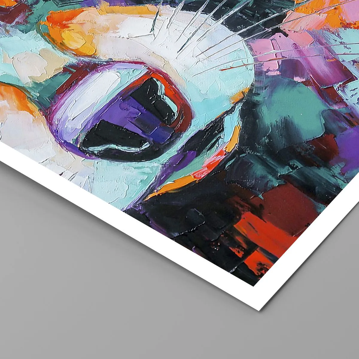 Poster - Ein farbenfrohes Porträt eines Waschbären im Stil der expressiven Malerei. - 100x70cm - Nur gute Emotionen - Moderne Wanddekoration für Wohnzimmer und Schlafzimmer ARTTOR