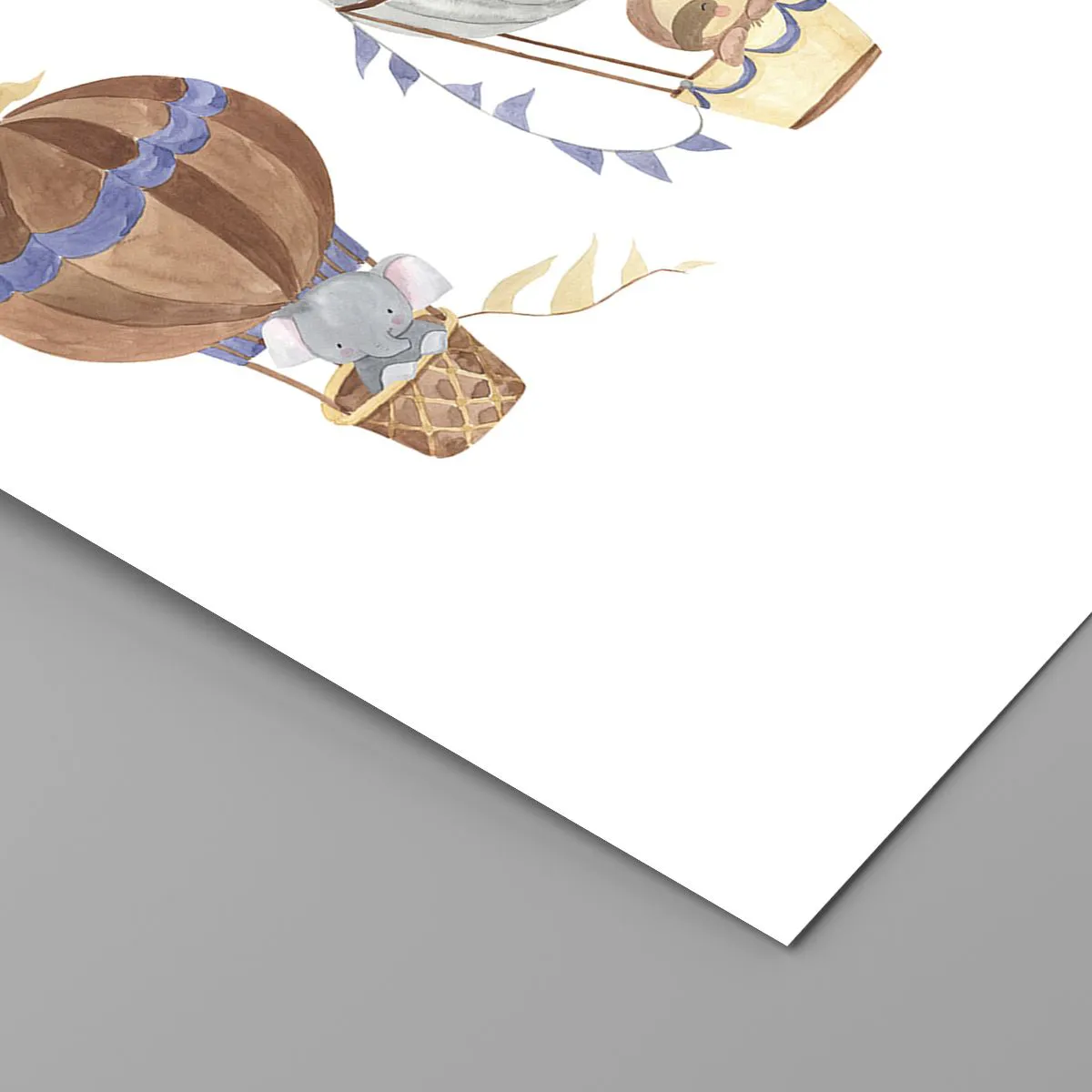 Affiche - Poster - Animaux mignons dans des ballons sur fond blanc dans un style aquarelle - 50x70cm - Compagnons de voyage - Décoration murale moderne pour le salon et la chambre ARTTOR