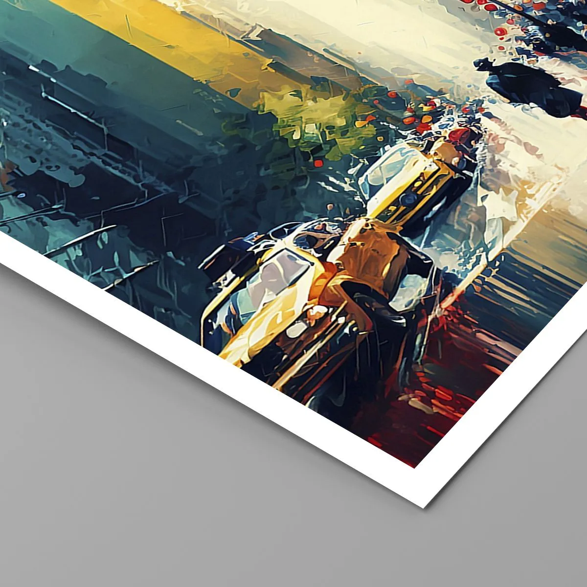 Poster - Eine bunte Straße einer Großstadt mit gelben Taxis - 50x70cm - New York – selbst der Regen ist hier bunt - Moderne Wanddekoration für Wohnzimmer und Schlafzimmer ARTTOR