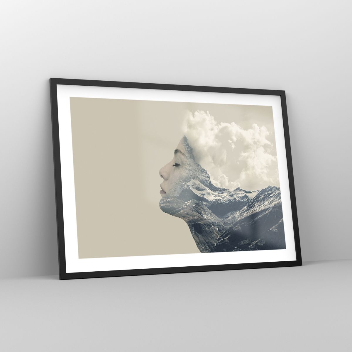 Póster en marco negro Arttor 70x50 cm - La belleza de los elementos -  Abstracción, Cara De Mujer, Montañas, Gráficos, Mar, Para el salón, Para el