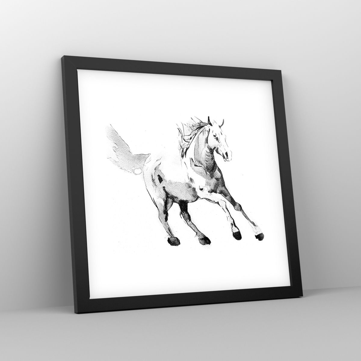 Quadro su tela, Stampe su Tela Arttor 70x50 cm - Anima indomabile -  Cavallo, Animali, Grafica, Bianco E Nero, Schizzo, Per il Salotto, Per la  Camera