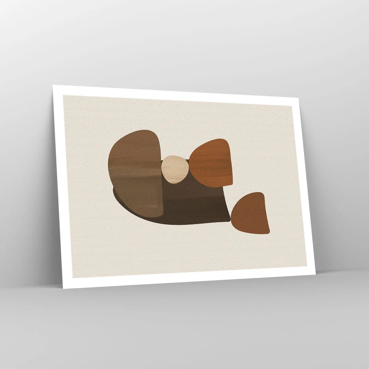 Poster - Abstrakte Komposition in Braun- und Beigetönen - 100x70cm - Komposition in Bronze - Moderne Wanddekoration für Wohnzimmer und Schlafzimmer ARTTOR