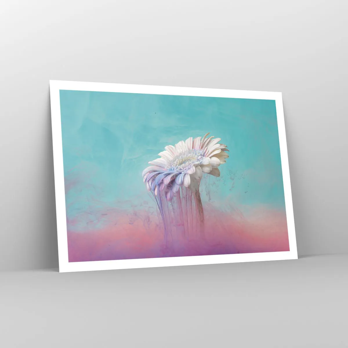 Plakat - Pastelowa gerbera z efektem rozmycia - 100x70cm - Zaświaty kwiatów - Nowoczesna dekoracja ścienna do salonu i sypialni ARTTOR