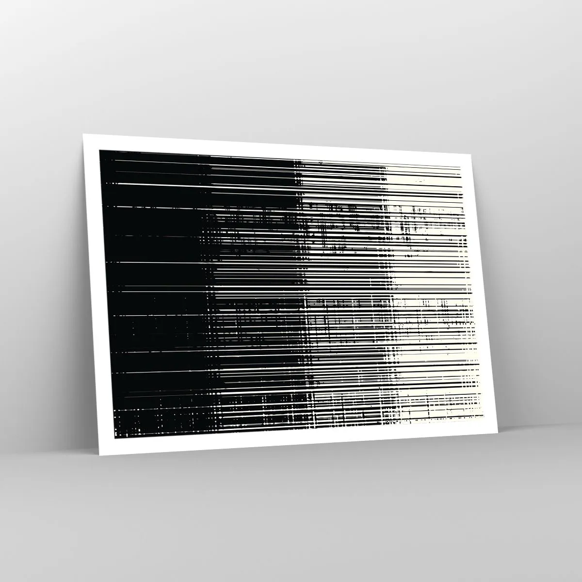 Affiche - Poster - Composition abstraite de lignes en noir et blanc contrastés - 100x70cm - Ondes et vibrations - Décoration murale moderne pour le salon et la chambre ARTTOR