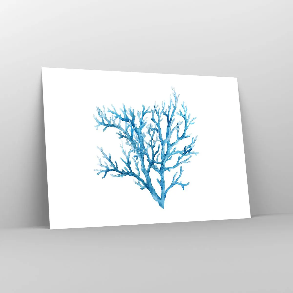 Poster - Corallo blu su sfondo bianco con un tocco minimalista - 100x70cm - Filigrana marina - Decorazione murale moderna per soggiorno e camera da letto ARTTOR