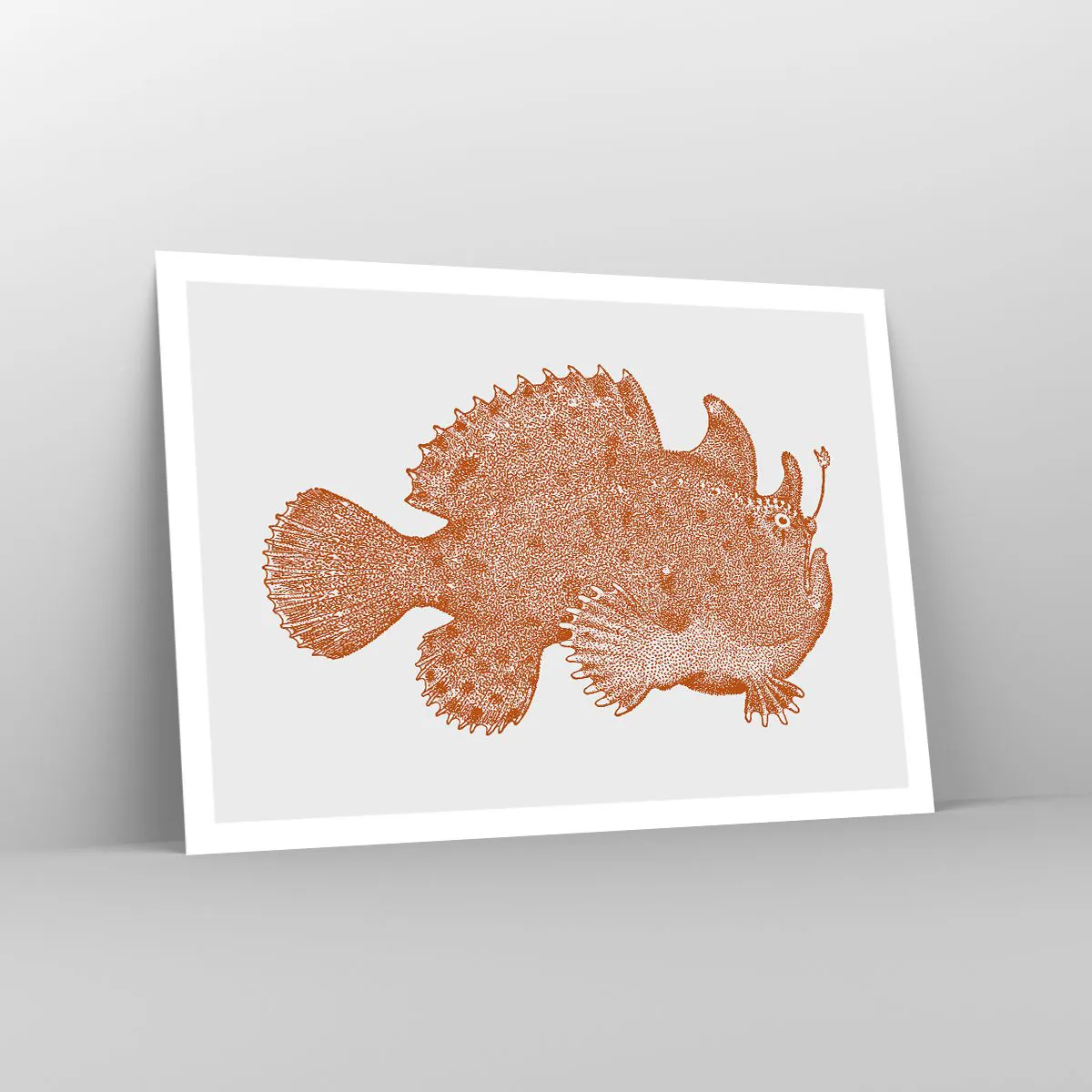 Affiche - Poster - Dessin détaillé d'un poisson cuivré sur fond blanc - 100x70cm - Et pourtant un poisson - Décoration murale moderne pour le salon et la chambre ARTTOR