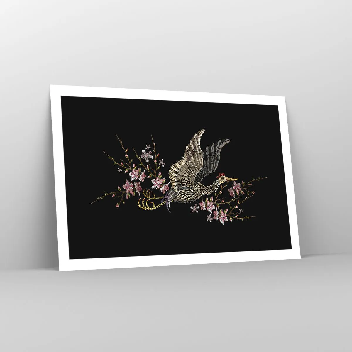 Affiche - Poster - Oiseau brodé exotique - 91x61 cm