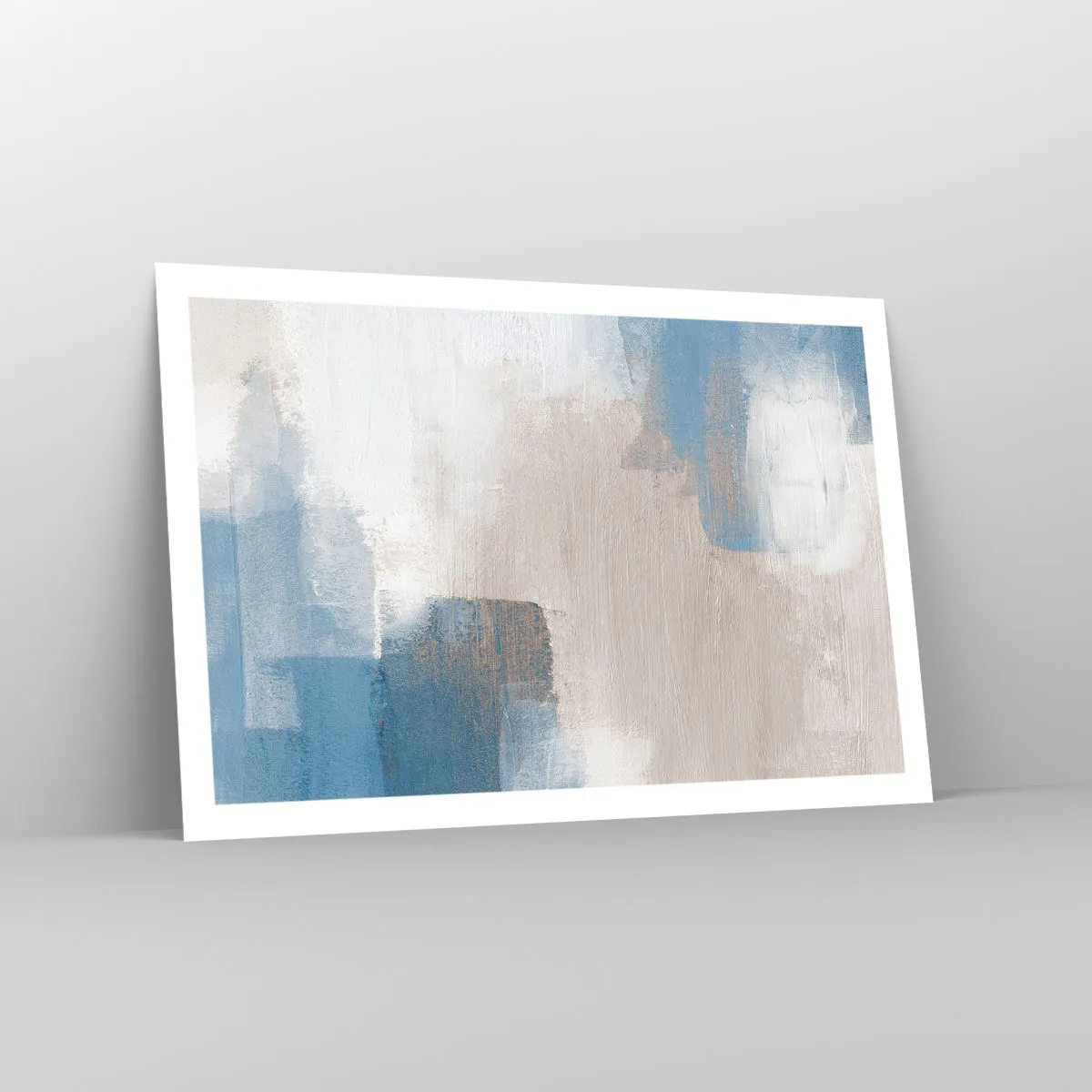 Poster - Pink Abstract with a Blue Curtain - 91x61 cm