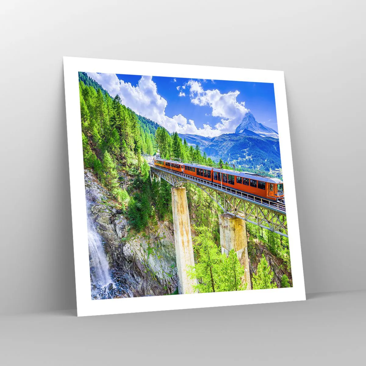 Poster - Train Through the Alps - 60x60 cm