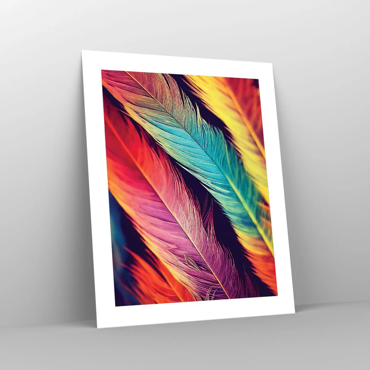 Affisch - Fjäderlik regnbåge - 40x50 cm