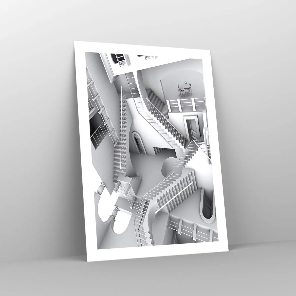 Poster - Illusionäre Treppen in einem surrealen Raum - 50x70cm - Die Paradoxien des Weltraums - Moderne Wanddekoration für Wohnzimmer und Schlafzimmer ARTTOR