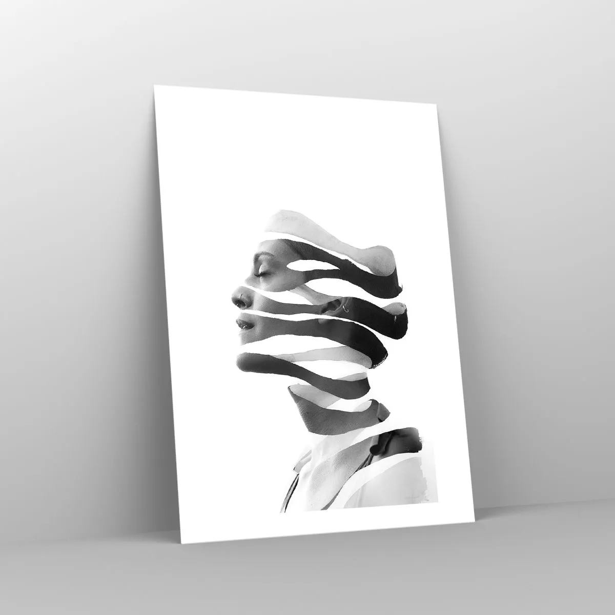 Poster - Schwarz-Weiß-Porträt einer Frau im minimalistischen Stil - 50x70cm - Surreales Porträt - Moderne Wanddekoration für Wohnzimmer und Schlafzimmer ARTTOR