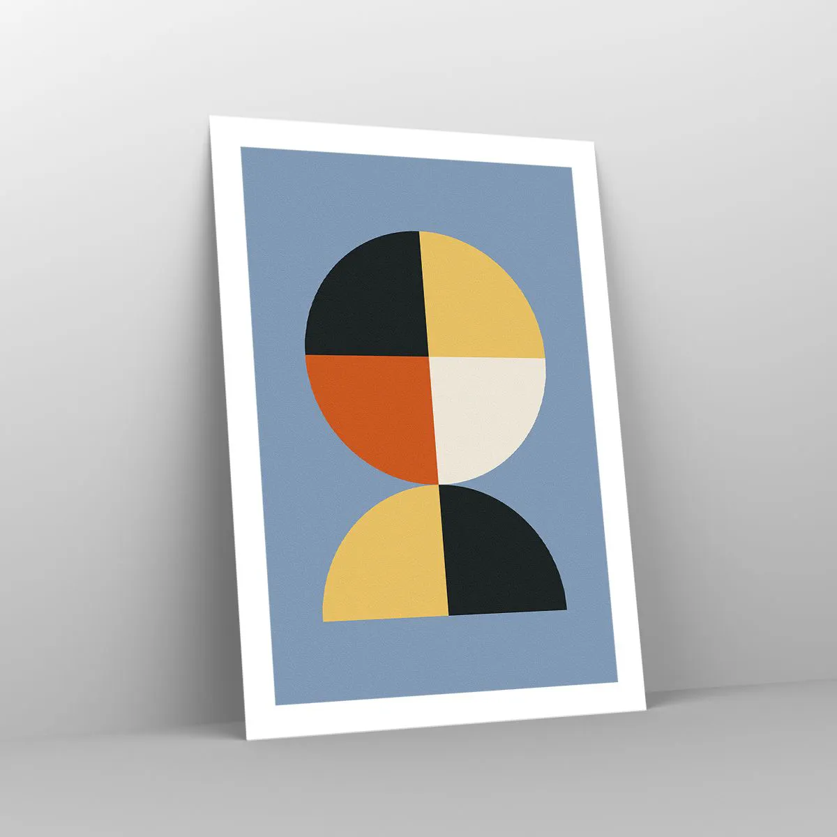 Poster - Motivo geometrico a forma di cerchio e semicerchio su sfondo blu - 50x70cm - Guarda e conta - Decorazione murale moderna per soggiorno e camera da letto ARTTOR