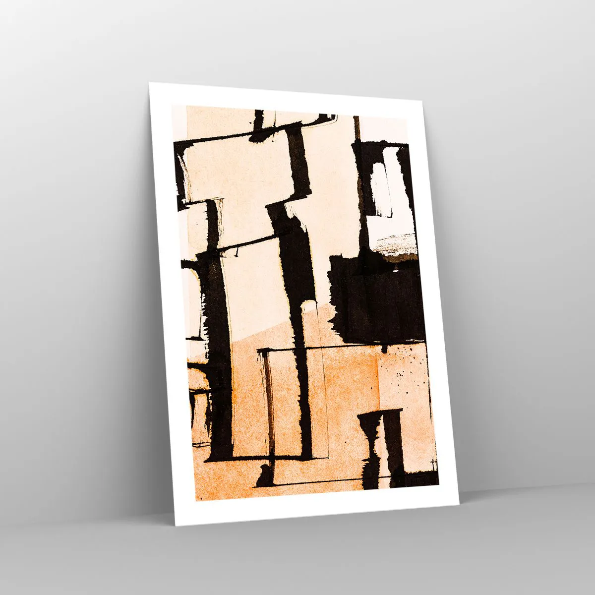 Poster - Una composizione astratta di forme geometriche nelle tonalità del beige e del nero. - 50x70cm - Comunque in ordine - Decorazione murale moderna per soggiorno e camera da letto ARTTOR