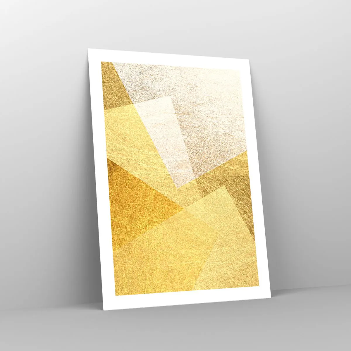 Affiche - Poster - Abstraction géométrique dorée avec un effet métallique - 50x70cm - Météo géométrique - Décoration murale moderne pour le salon et la chambre ARTTOR