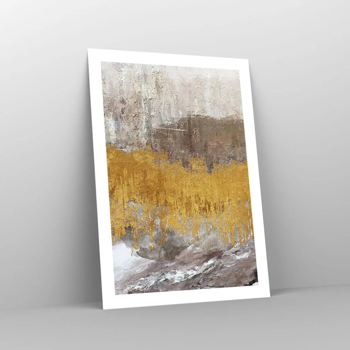 Affiche - Poster - Texture abstraite en or et beige avec un effet de profondeur - 50x70cm - Une explosion d'or - Décoration murale moderne pour le salon et la chambre ARTTOR