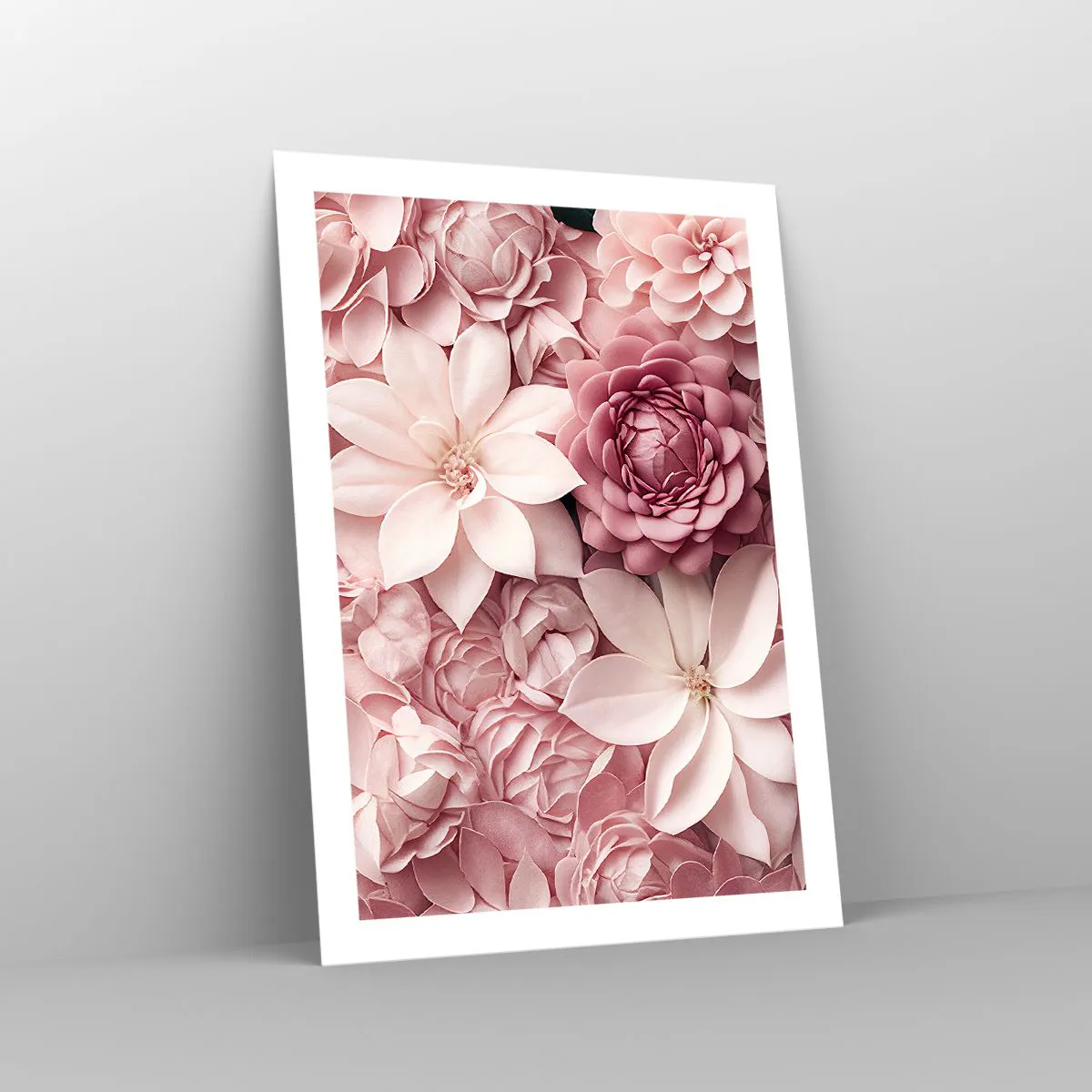 Poster - Rosa Blüten in einer eleganten Komposition - 50x70cm - In rosa Blütenblättern - Moderne Wanddekoration für Wohnzimmer und Schlafzimmer ARTTOR