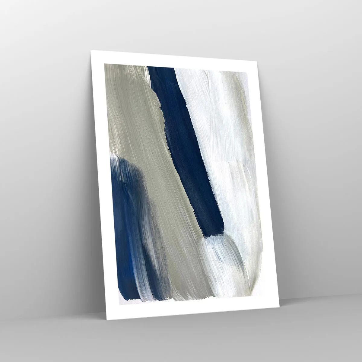 Affiche - Poster - Coups de pinceau abstraits dans des tons bleu marine - 50x70cm - Rencontre avec la blancheur - Décoration murale moderne pour le salon et la chambre ARTTOR