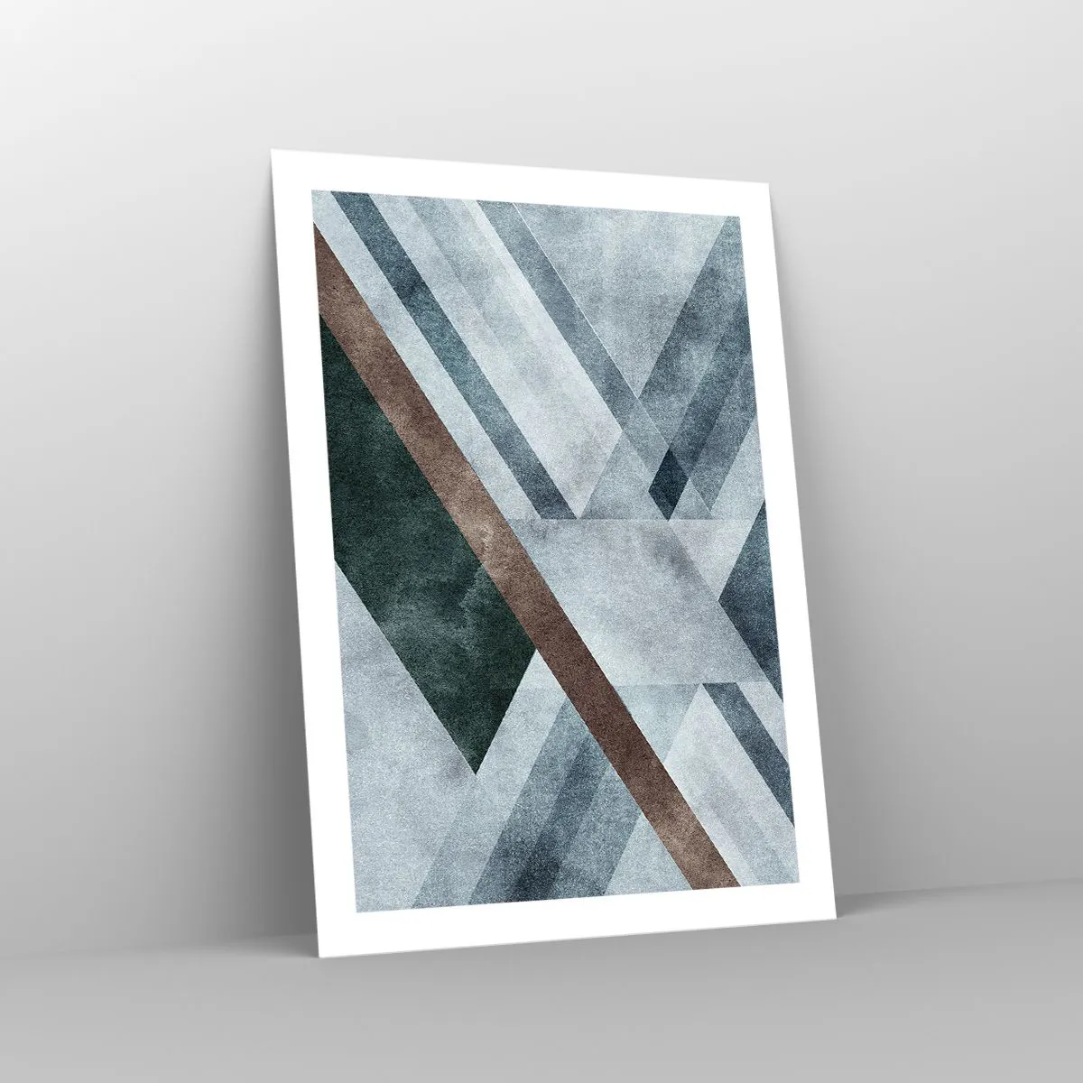 Poster - Geometrische Komposition in Blau- und Brauntönen - 50x70cm - Anspruchsvolle Eleganz der Geometrie - Moderne Wanddekoration für Wohnzimmer und Schlafzimmer ARTTOR
