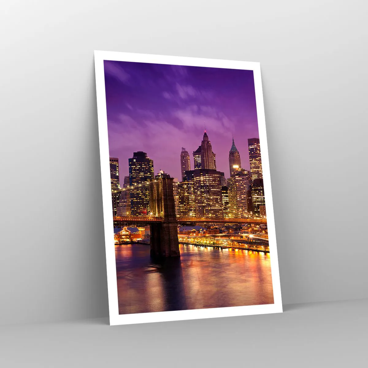 Poster - Violett-goldenes Manhathann - 70x100 cm