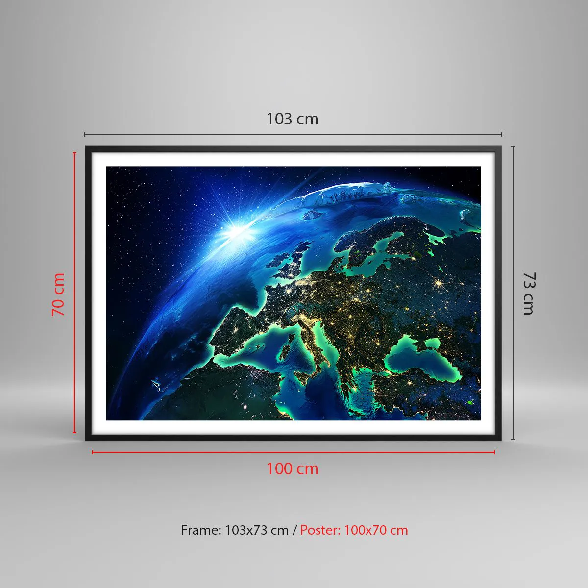 Poster in een zwarte lijst - Sprankelend Europa - 100x70 cm