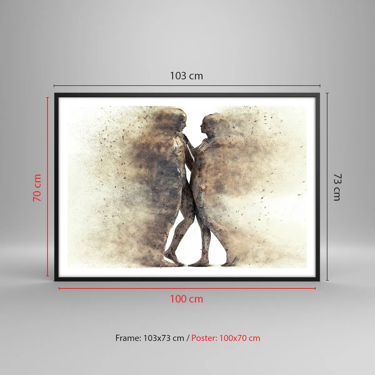 Plakat i sort ramme - Fra støv steg de til kærlighed - 100x70 cm