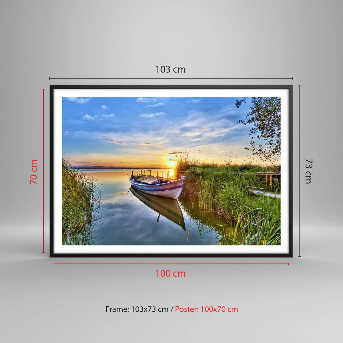 Affisch i svart ram - Uppfyllda drömmars vik - 100x70 cm