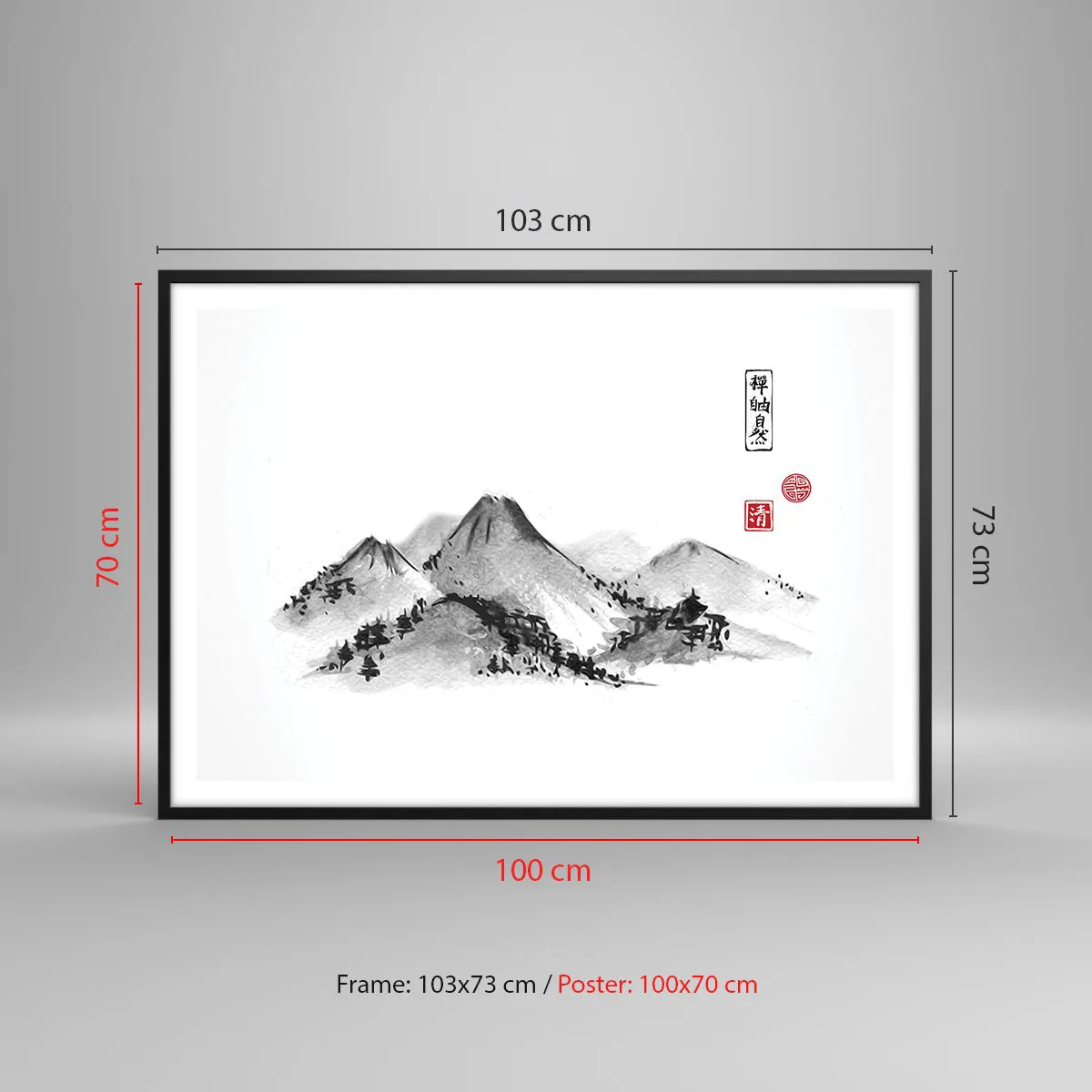 Plakat i sort ramme - Langt væk - 100x70 cm