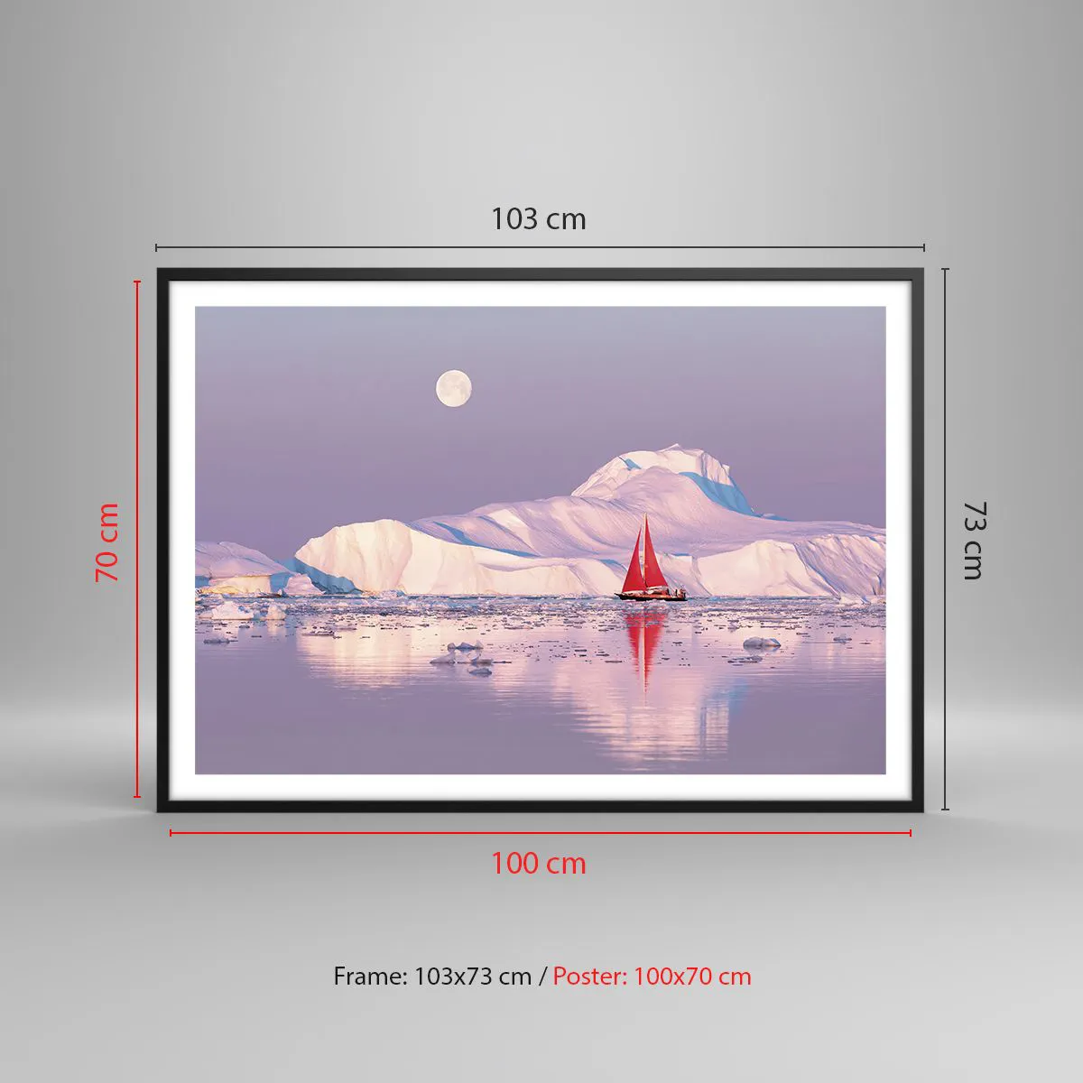 Pôster com moldura preta - O calor da vela, a frieza do gelo - 100x70 cm