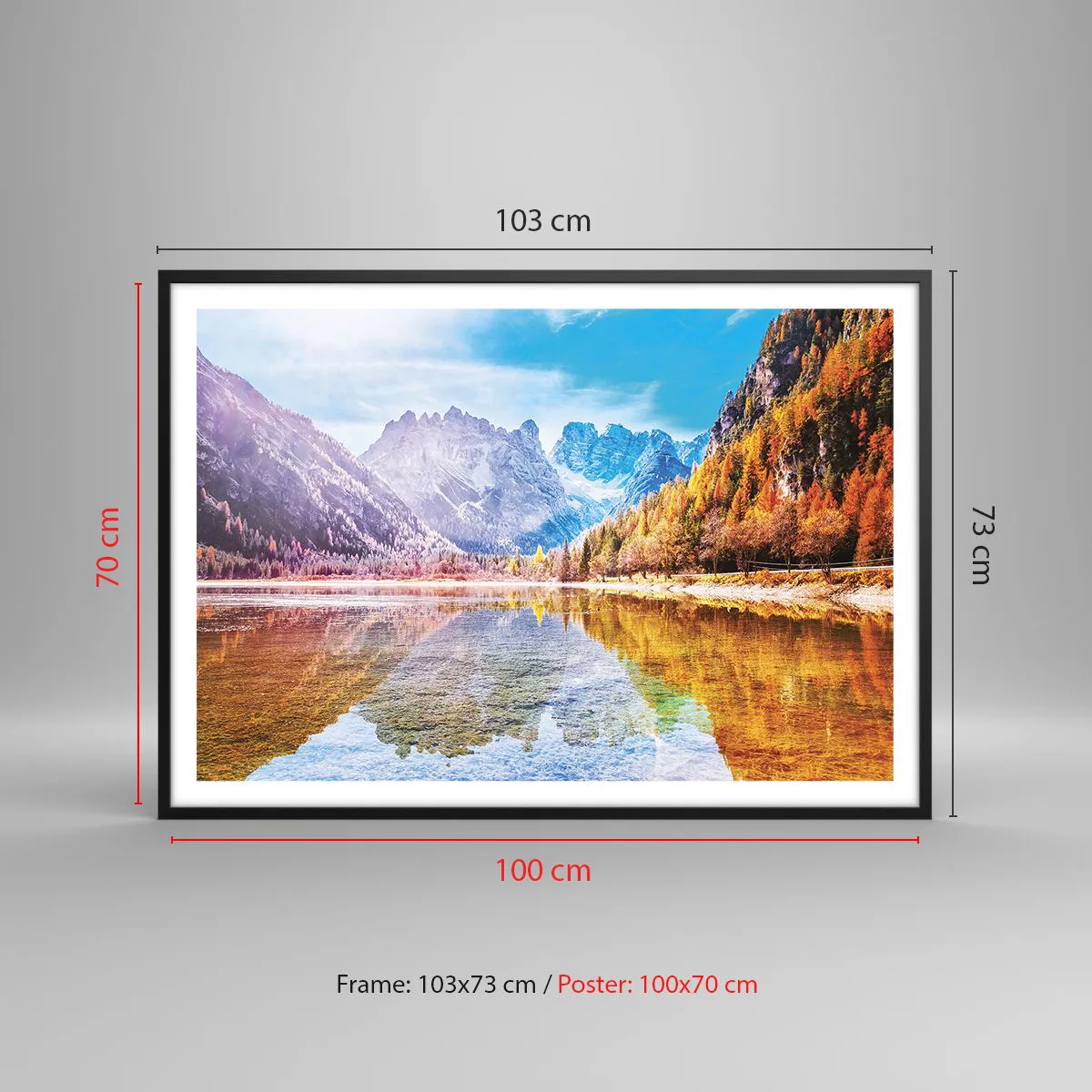 Affisch i svart ram - Det är redan höst i fjällen - 100x70 cm