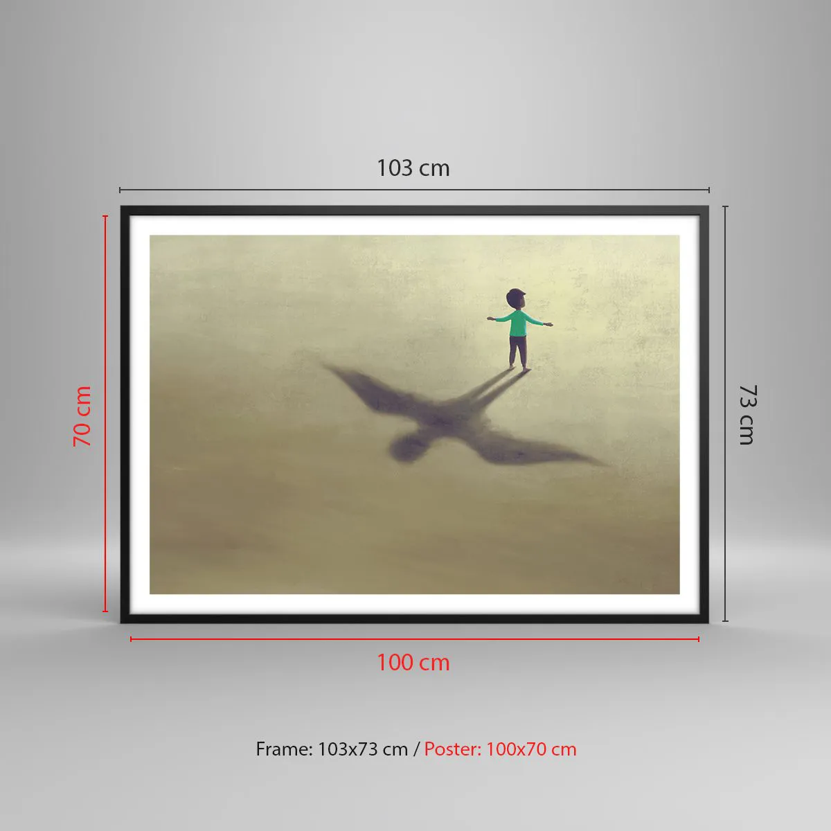 Plakat i sort ramme - Fremtidens helt - 100x70 cm