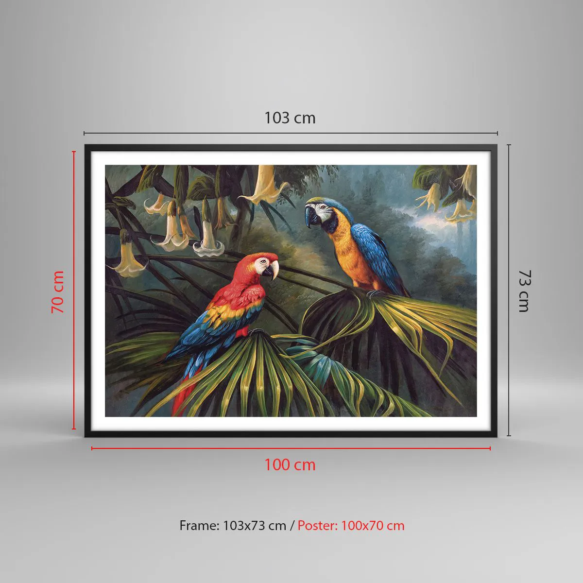 Affisch i svart ram - Romantiken i tropikerna - 100x70 cm