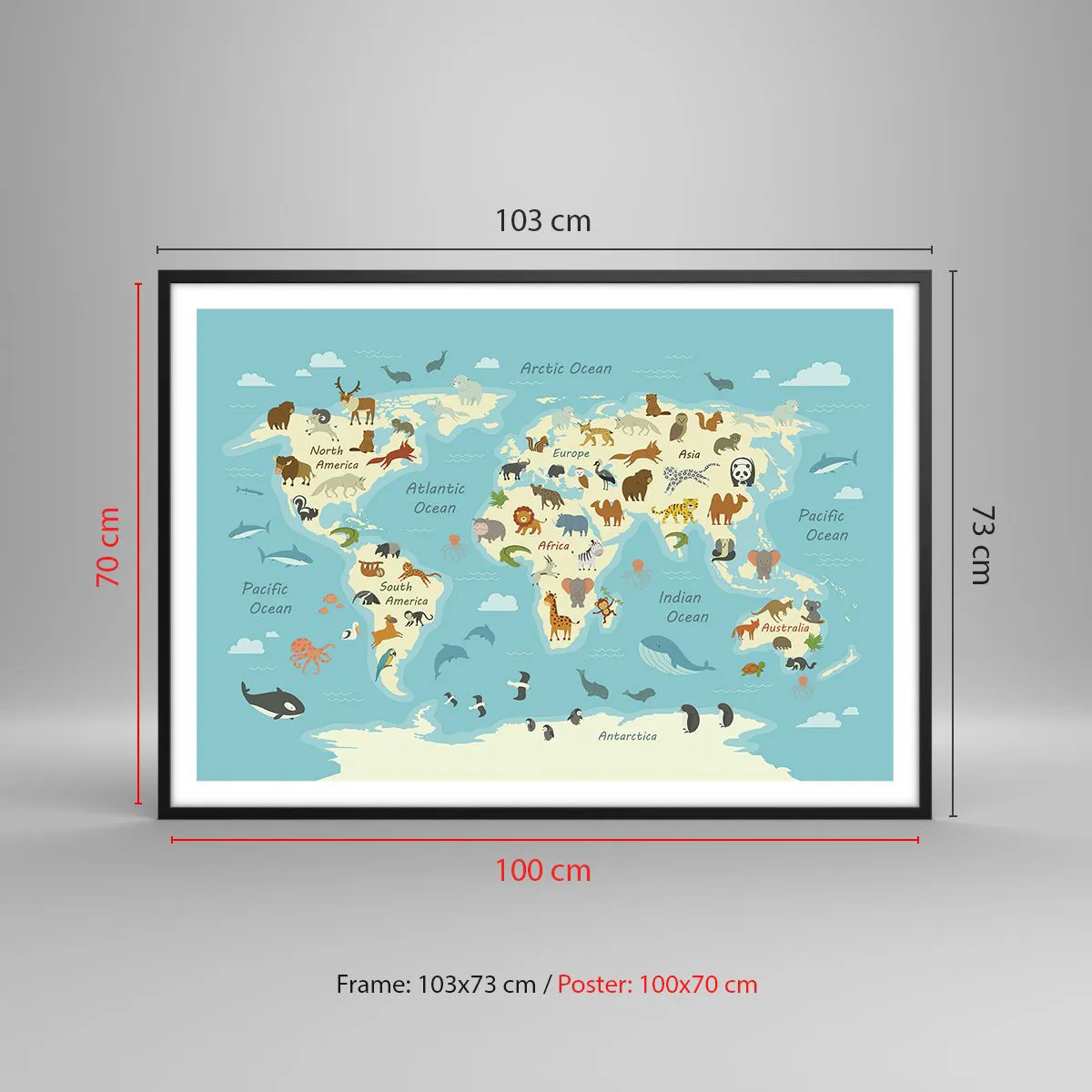 Plakat i sort ramme - Gode naboer - 100x70 cm