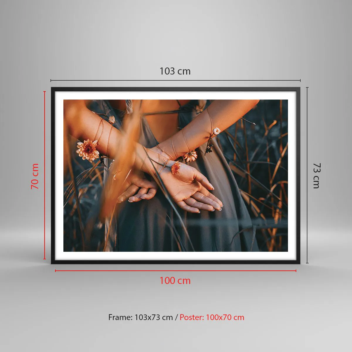 Poster in black frame - Connected with Nature - 100x70 cm