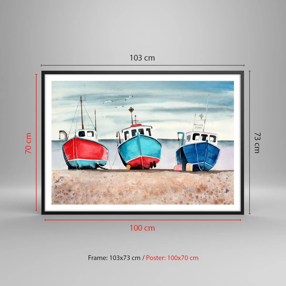 Poster in black frame - Ready for Fishing - 100x70 cm