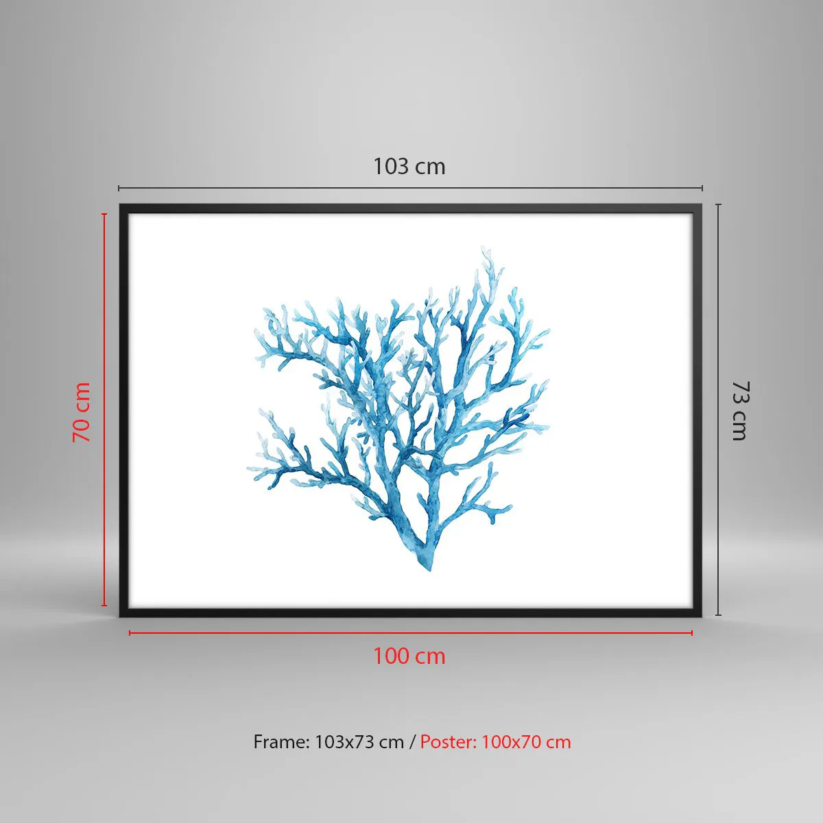 Plakat i sort ramme - Marint filigran - 100x70 cm