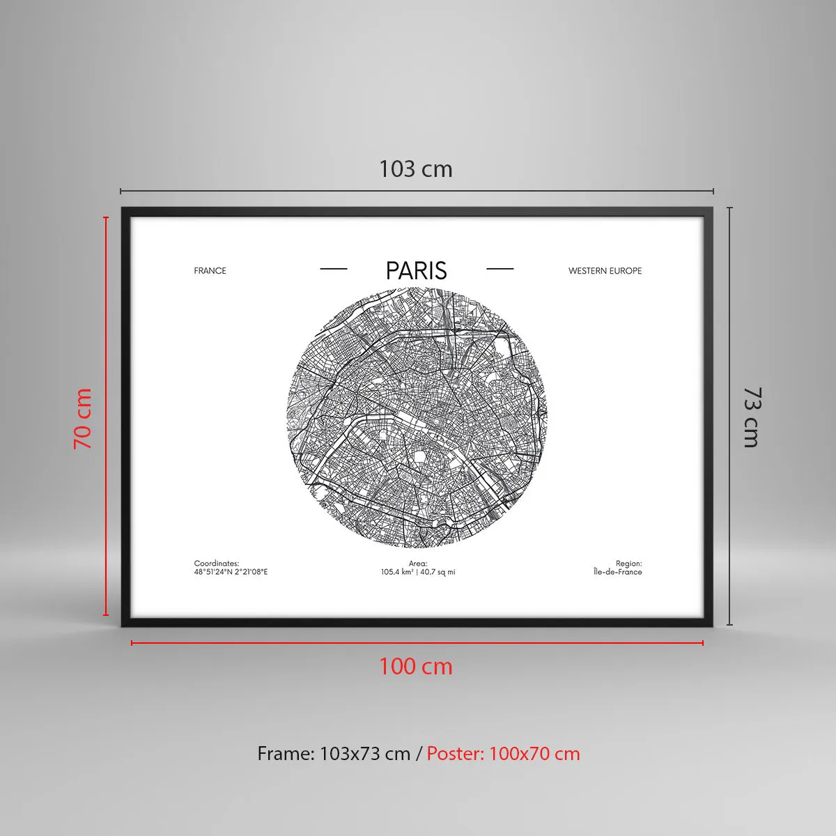 Plakát v černém rámu - Anatomie Paříže - 100x70 cm